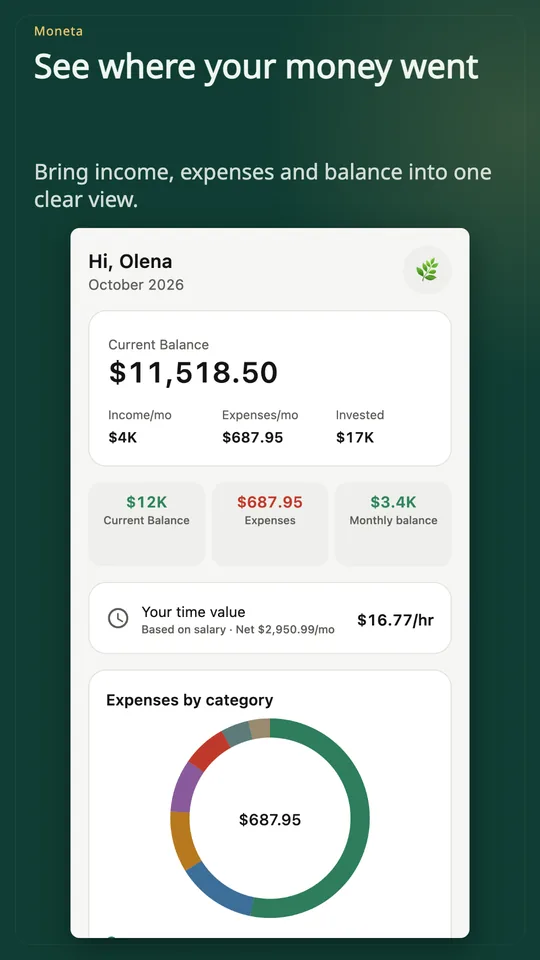 Moneta: Expense Tracker screenshot 1